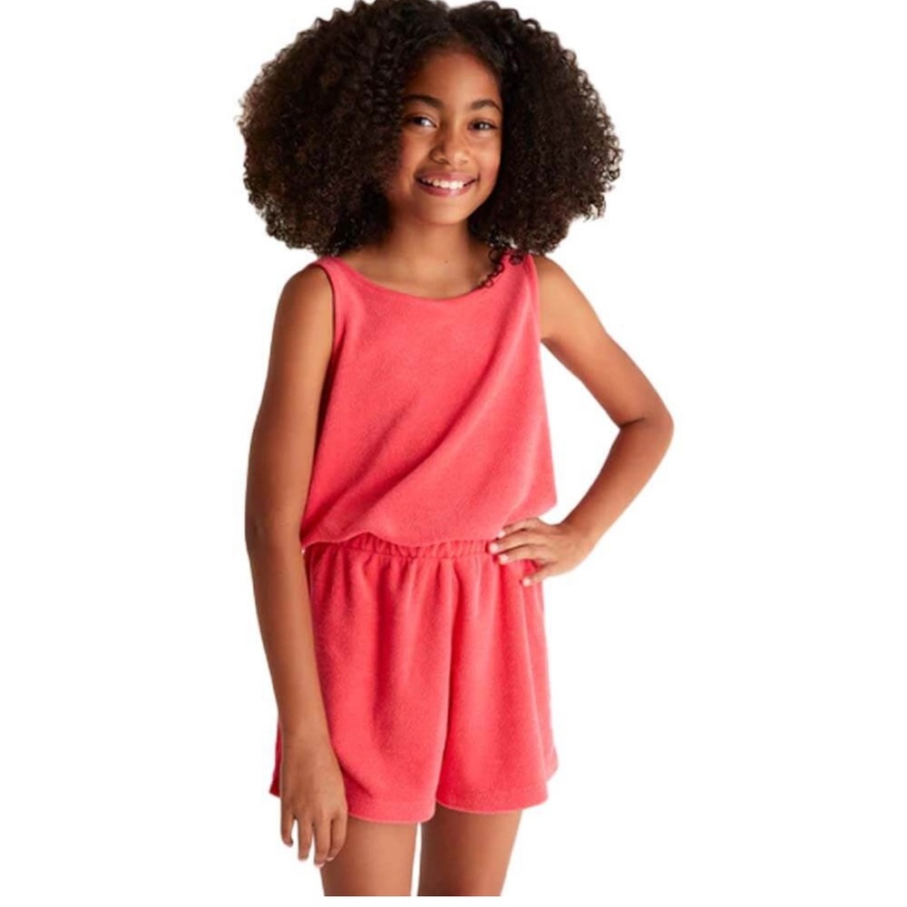 Z Supply Girls Pink Terry Loop Sleeveless Romper Size M (10–12)